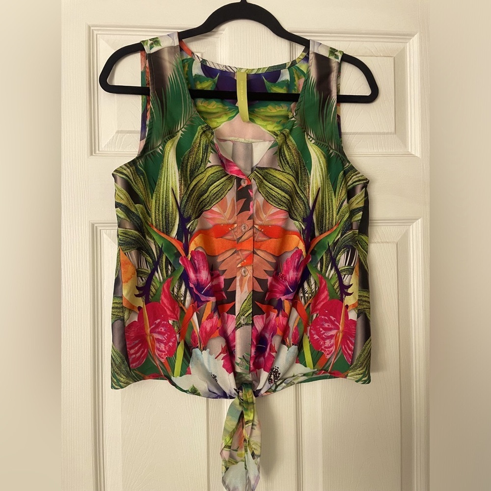 Green Dragon tropical silk tank size S